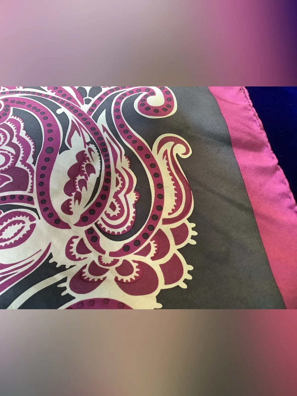 Pink and Gray Paisley Silk Scarf